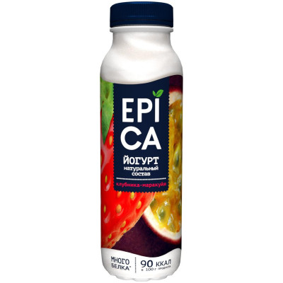 Йогурт Epica питьевой клубника-маракуйя 2.5%, 290мл