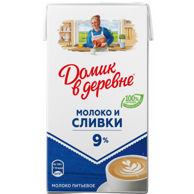 Молоко Домик в Деревне питьевое ультрапастеризованное 9%, 950мл