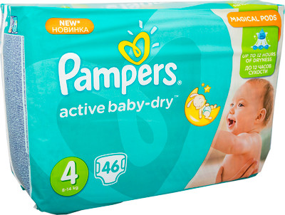 Подгузники Pampers Active Baby-Dry Maxi р.4 8-14кг, 46шт
