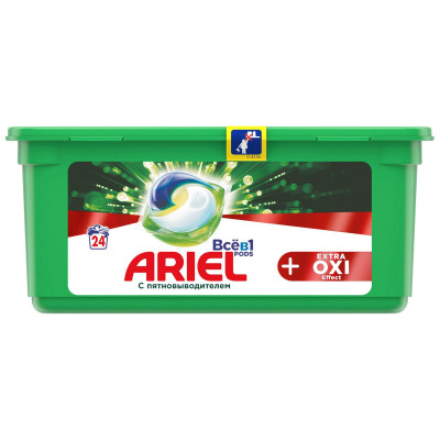 Капсулы для стирки Ariel Extra Oxi Effect синтетические, 24шт