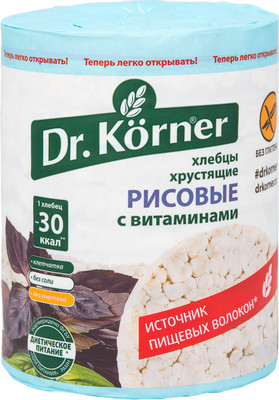 Хлебцы Dr.Korner рисовые с витаминами без глютена, 100г