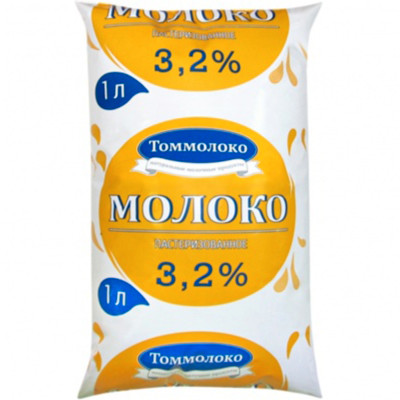 Молоко Томмолоко Российское пастеризованное 3.2%, 1л