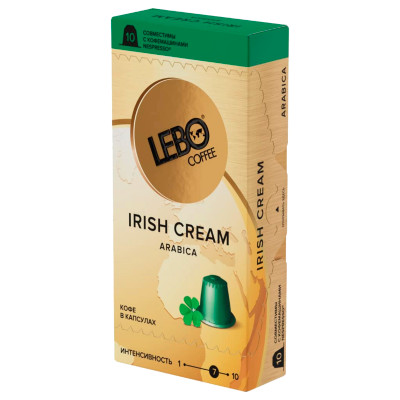 Кофе в капсулах Lebo Irish Cream Арабика жареный молотый с ароматом ирландских сливок, 10х5.5г