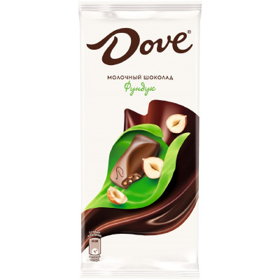 Шоколад молочный Dove с дроблёным фундуком, 90г