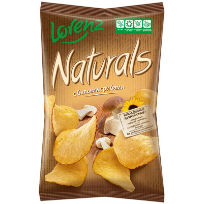 Чипсы картофельные Naturals с белыми грибами, 100г