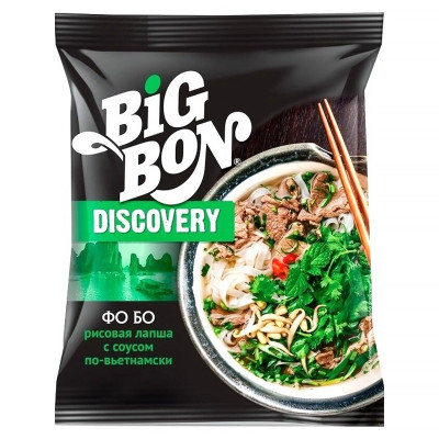 Лапша рисовая Big Bon Discovery по-вьетнамски быстрого приготовления соусом Фо Бо, 65г