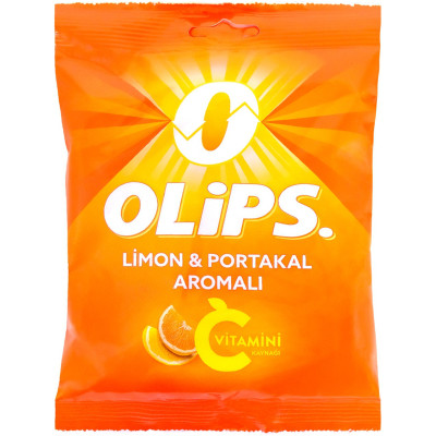 Карамель Olips леденцовая со вкусом лимона и апельсина с витамином С, 76г