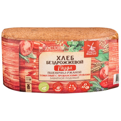 Хлеб Хлебное Местечко Рауда бездрожжевой томатный с прованскими травами, 270г