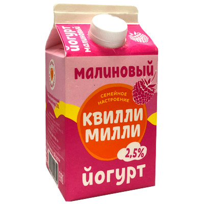 Йогурт фруктовый Квилли-Милли малиновый 2.5%, 450мл