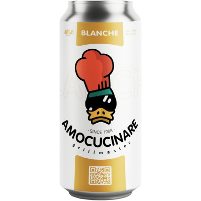 Пивной напиток Amocucinare Blanche осветленный пастеризованный нефильтрованный 4%, 450мл
