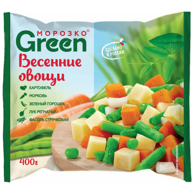 Смесь овощная Морозко Green Весенние Овощи замороженная, 400г