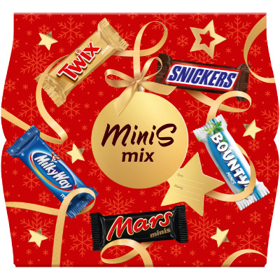 Набор кондитерских изделий Snickers Minis, Milky Way Minis, Mars Minis, Bounty, Twix Minis шоколадные батончики, конфеты, печенье, 105г