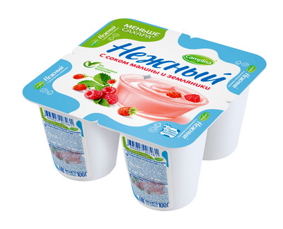Продукт йогуртный Нежный с соком малины и земляники 1.2%, 100г