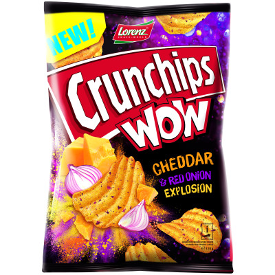 Чипсы Crunchips WOW картофельные со вкусом сыра Чеддер и красного лука, 110г
