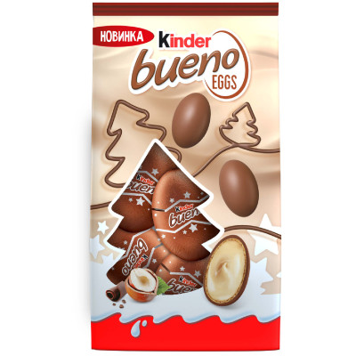 Конфеты Kinder Bueno Eggs из молочного шоколада с молочно-ореховой начинкой, 80г
