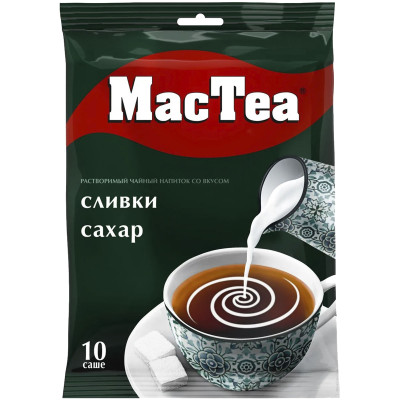 Напиток чайный растворимый MacTea со вкусом сливок и сахаром, 10х16г
