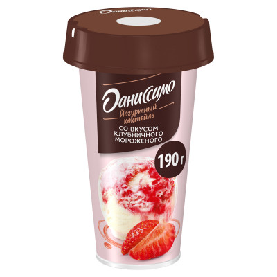 Коктейль йогуртовый Даниссимо со вкусом клубничного мороженого 2.6%, 190мл