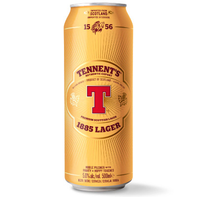 Пиво Tennent's 1885 Original Export Lager светлое фильтрованное 5%, 500мл
