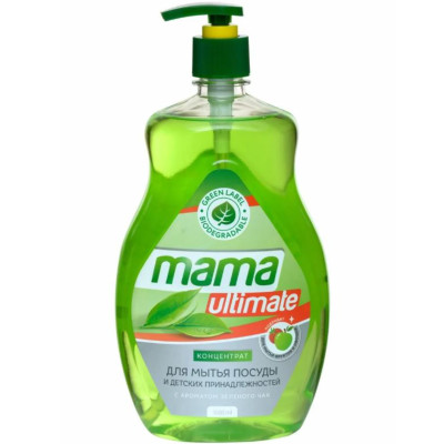 Концентрат для мытья посуды Mama Ultimate с ароматом зелёного чая, 1л