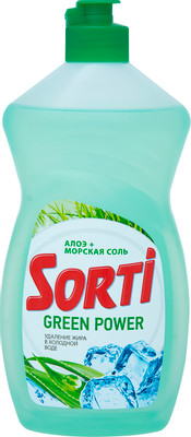 Средство для мытья посуды Sorti Green Power алоэ и морская соль, 450мл