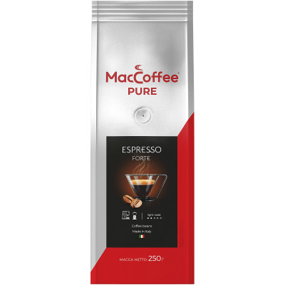 Кофе MacCoffee PURE Espresso Forte жареный натуральный в зёрнах, 12х250г