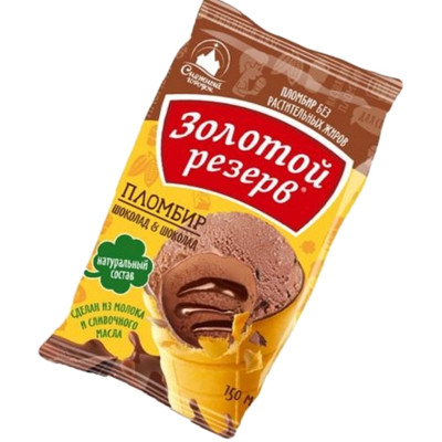 Пломбир Снежный Городок Золотой резерв шоколадный 12%, 80г