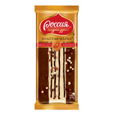Шоколад молочный Россия - Щедрая Душа! Золотая марка Дуэт в молочном, 85г
