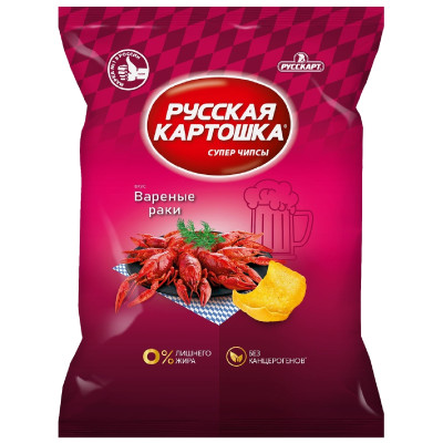 Чипсы Русская Картошка картофельные со вкусом вареных раков, 140г