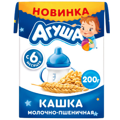 Каша Агуша Засыпай-ка молочная пшеничная с 6 месяцев, 200г
