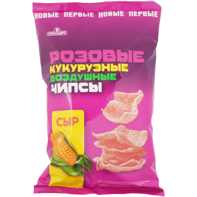 Чипсы Русскарт Розовые кукурузные воздушные со вкусом сыра, 70г