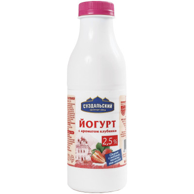 Йогурт Суздальский МЗ с ароматом клубники 2,5%, 480г