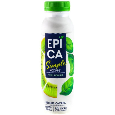 Йогурт питьевой Epica Simple киви-шпинат 1.2%, 290мл