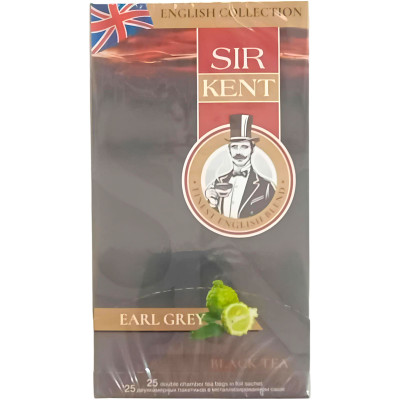 Чай Sir Kent Earl Grey чёрный с ароматом бергамота, 25х1.8г