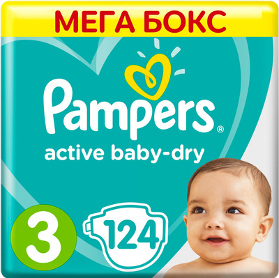 Подгузники Pampers Active Baby-Dry р.3 6-10кг, 124шт