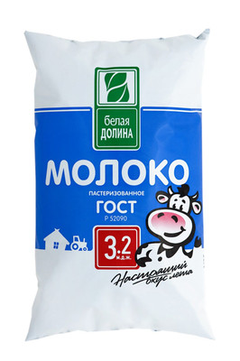 Молоко Белая Долина пастеризованное 3.2%, 900мл