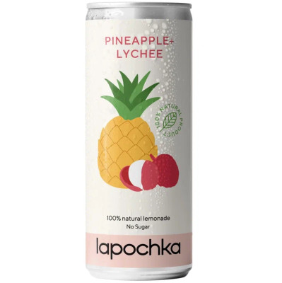 Напиток безалкогольный Lapochka Pineapple + Lychee с соком ананаса и личи среднегазированная, 330мл