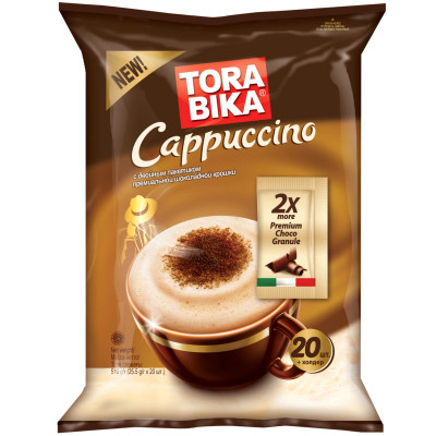 Напиток Torabica Cappucino кофейный растворимый с дополнительным пакетиком шоколадной крошки, 25.5г