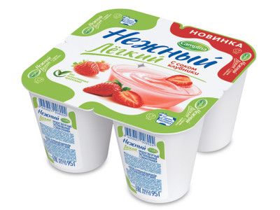 Продукт йогуртный Нежный легкий с соком клубники 0.1%, 95г
