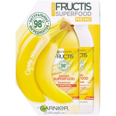 Набор Garnier Fructis Банан Superfood Питание шампунь, 350мл + бальзам, 350мл