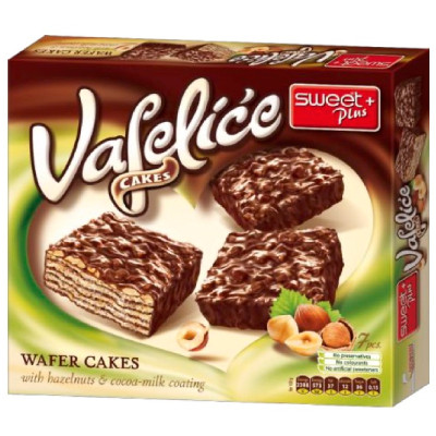 Вафли Sweet Plus Vafelice с лесными орехами в какао-молочной глазури, 125г