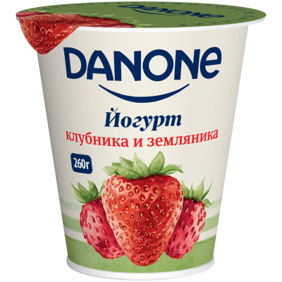 Йогурт Danone клубника-земляника 2.8%, 260г