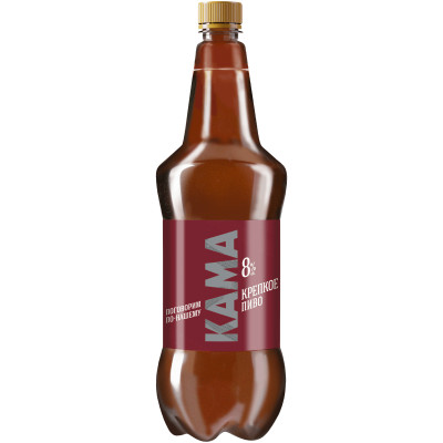 Пиво Кама светлое фильтрованное пастеризованное 8%, 1.2л