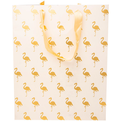 Пакет подарочный Золотое перо-Фламинго-Ананас в ассортименте, 26х32х10см
