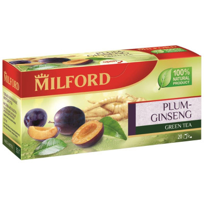 Чай Milford Слива-женьшень в пакетиках, 20x1.75г