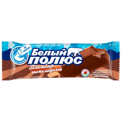Мороженое Белый Полюс пломбир шоколадное в жировой какаосодержащей глазури эскимо 12%, 75г