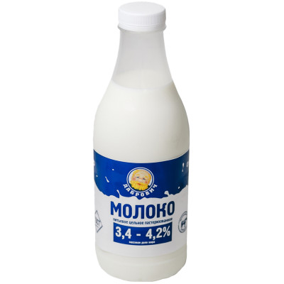 Молоко Дабрович отборное пастеризованное 3.4-4.2%, 900мл