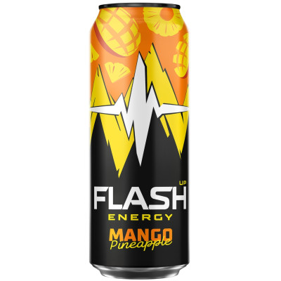 Напиток энергетический Flash Up Energy со вкусом манго и ананаса безалкогольный тонизирующий газированный, 450мл