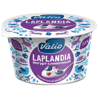 Йогурт Viola Laplandia Сливочный Черничный Маффин с наполнителем 7.2%, 180г