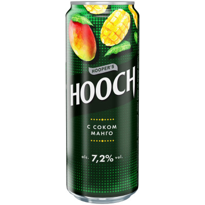 Напиток Hooch слабоалкогольный со вкусом манго газированный 7.2%, 450 мл