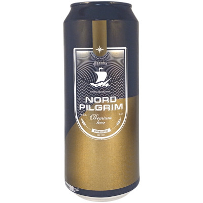 Пиво Nord Pilgrim мурманское светлое нефильтрованное 4.5%, 500мл